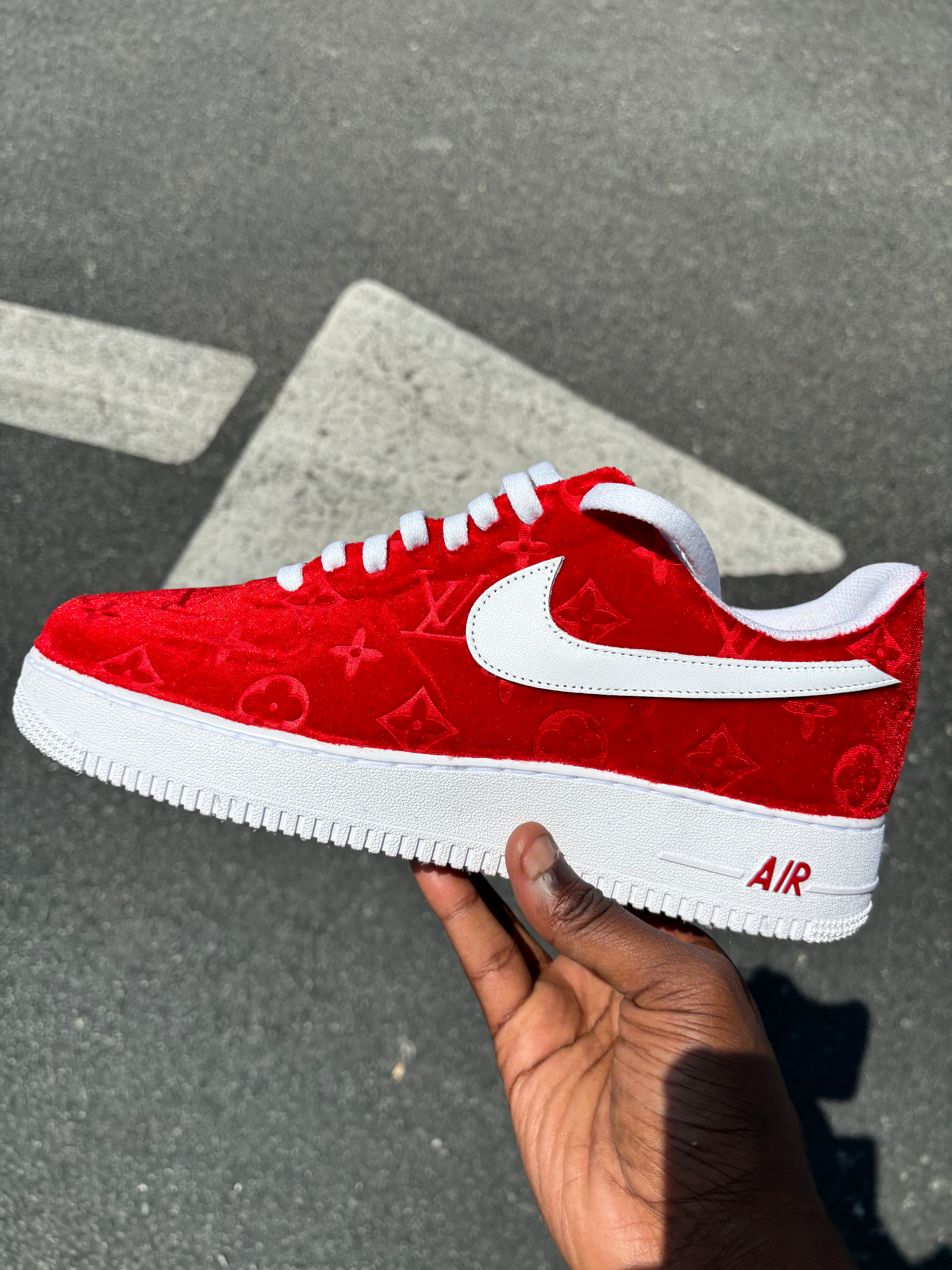 LV RED VELVET CUSTOM AF1s
